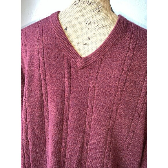 DOCKERS Mens Tight Knit Size Medium Maroon Pullover Sweater Size XXL EUC - Picture 2 of 14